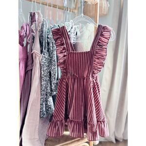 New Sugarplum Velvet Ruffle Strap Pinafore Dress 2T